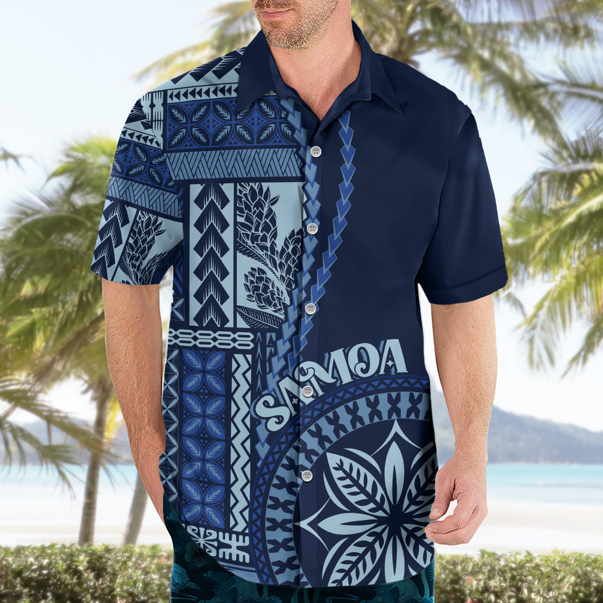 Samoa Siapo Motif Hawaiian Shirt Classic Style - Bue Ver - Wonder Print Shop