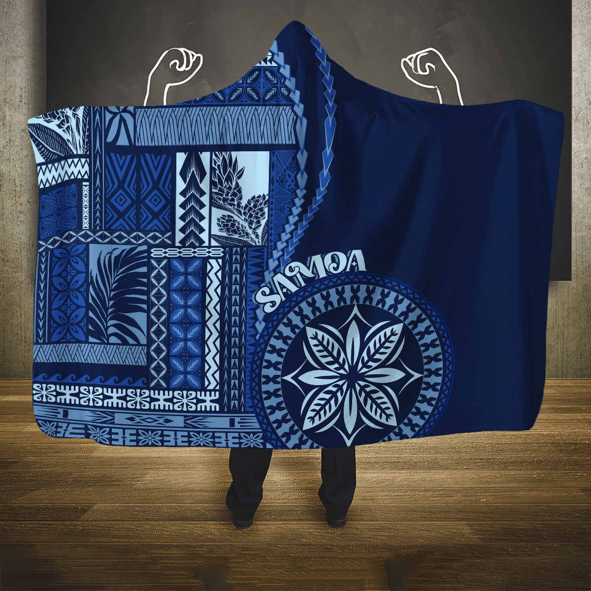 samoa-siapo-motif-hooded-blanket-classic-style-bue-ver