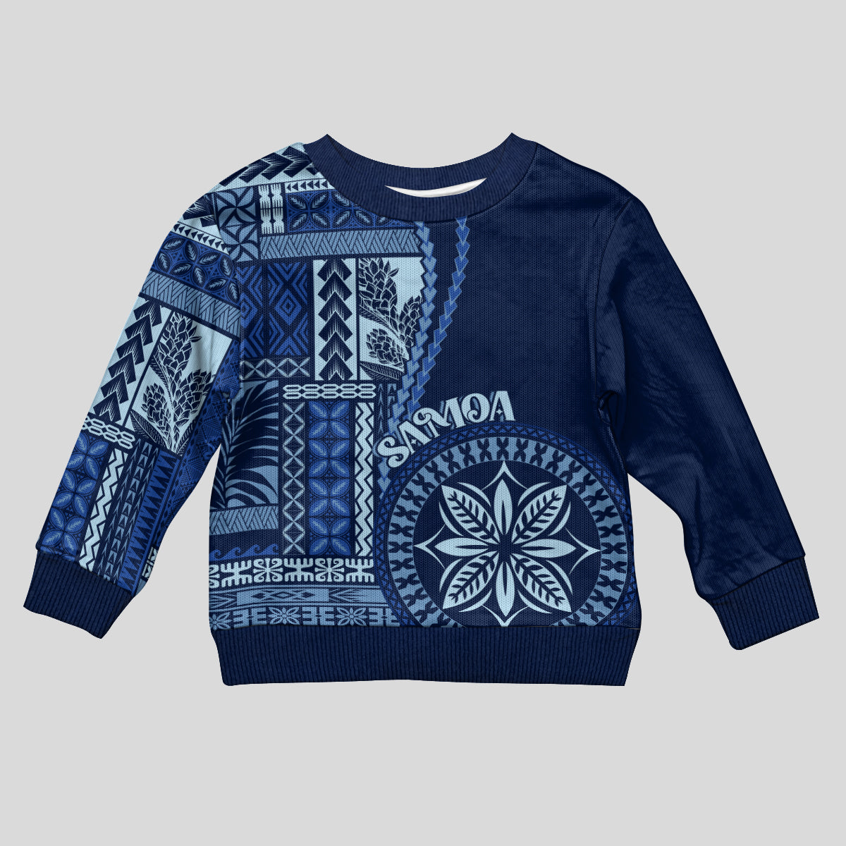 Samoa Siapo Motif Kid Ugly Christmas Sweater Classic Style - Bue Ver - Wonder Print Shop