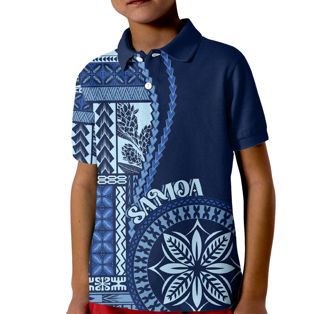 Samoa Siapo Motif Kid Polo Shirt Classic Style - Bue Ver - Wonder Print Shop