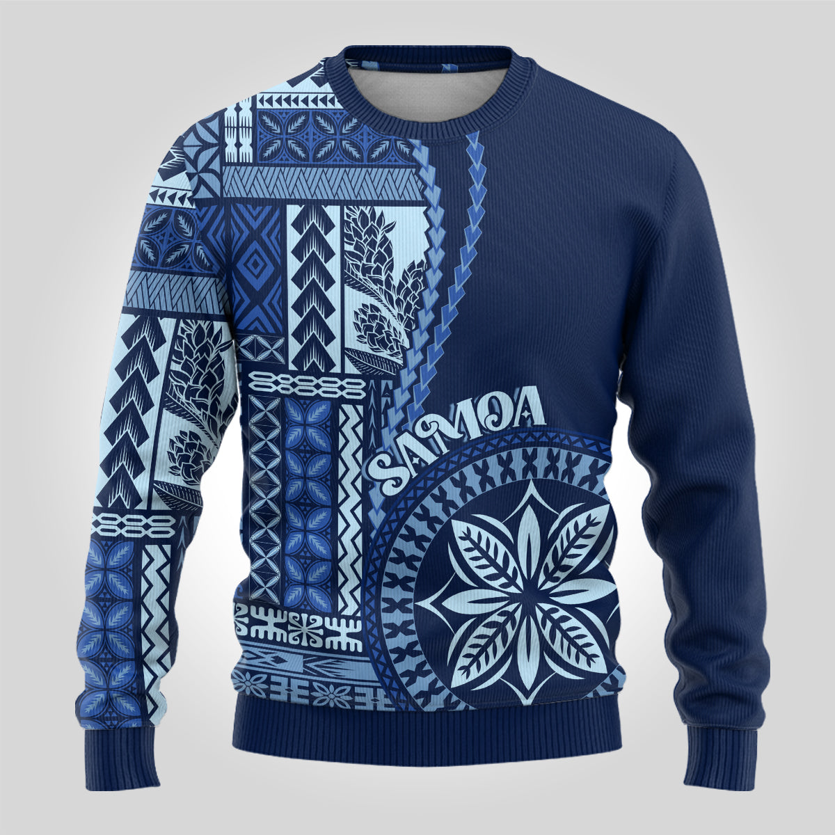 Samoa Siapo Motif Ugly Christmas Sweater Classic Style - Bue Ver - Wonder Print Shop