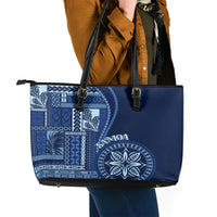 Samoa Siapo Motif Leather Tote Bag Classic Style - Bue Ver - Wonder Print Shop