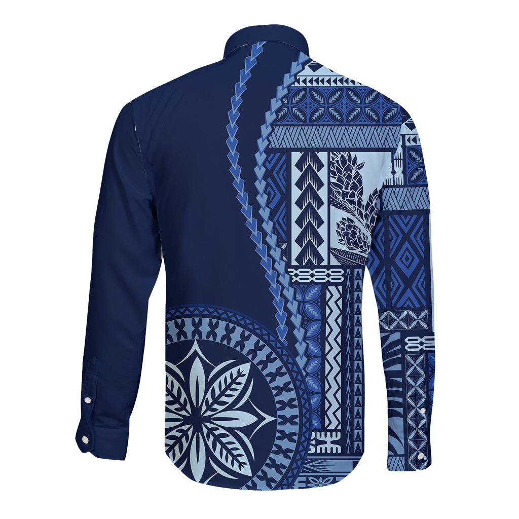 Samoa Siapo Motif Long Sleeve Button Shirt Classic Style - Bue Ver - Wonder Print Shop