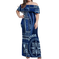 Samoa Siapo Motif Off Shoulder Maxi Dress Classic Style - Bue Ver - Wonder Print Shop