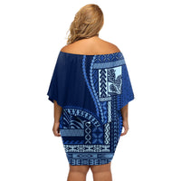 Samoa Siapo Motif Off Shoulder Short Dress Classic Style - Bue Ver - Wonder Print Shop