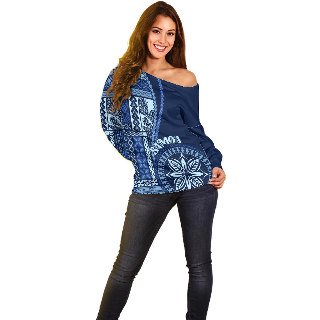 Samoa Siapo Motif Off Shoulder Sweater Classic Style - Bue Ver - Wonder Print Shop