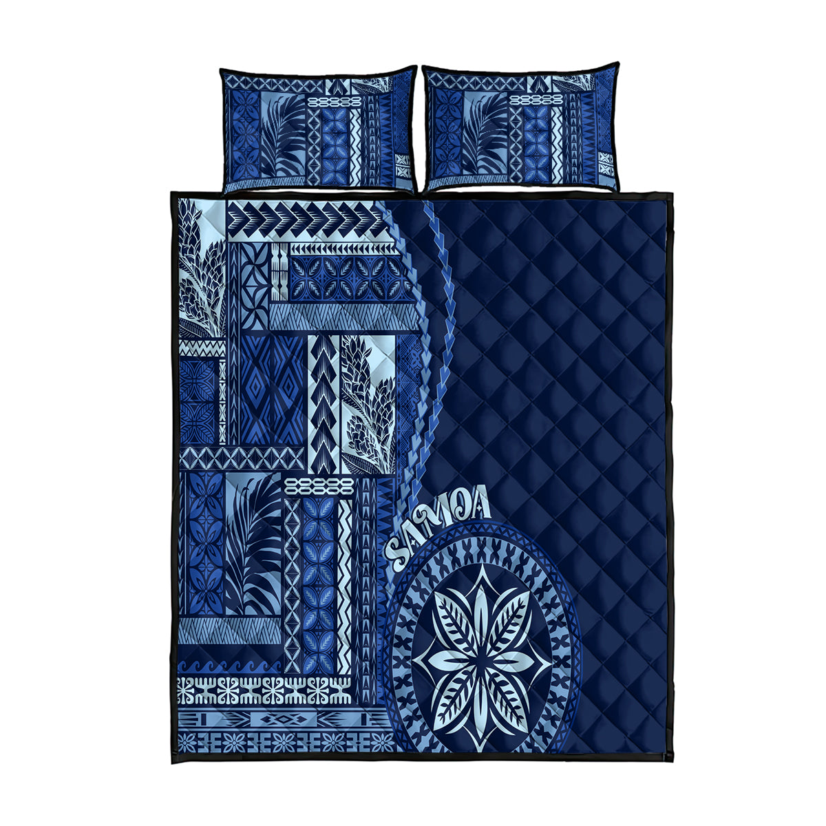 Samoa Siapo Motif Quilt Bed Set Classic Style - Bue Ver - Wonder Print Shop