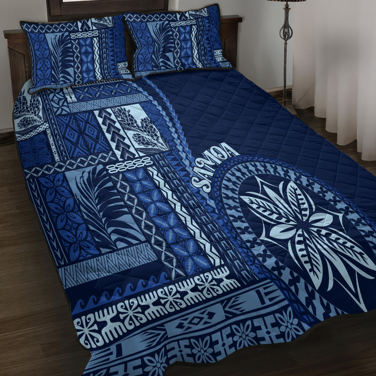 Samoa Siapo Motif Quilt Bed Set Classic Style - Bue Ver - Wonder Print Shop