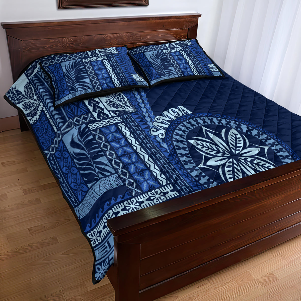 Samoa Siapo Motif Quilt Bed Set Classic Style - Bue Ver - Wonder Print Shop
