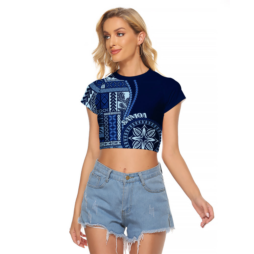 Samoa Siapo Motif Raglan Cropped T Shirt Classic Style - Bue Ver - Wonder Print Shop