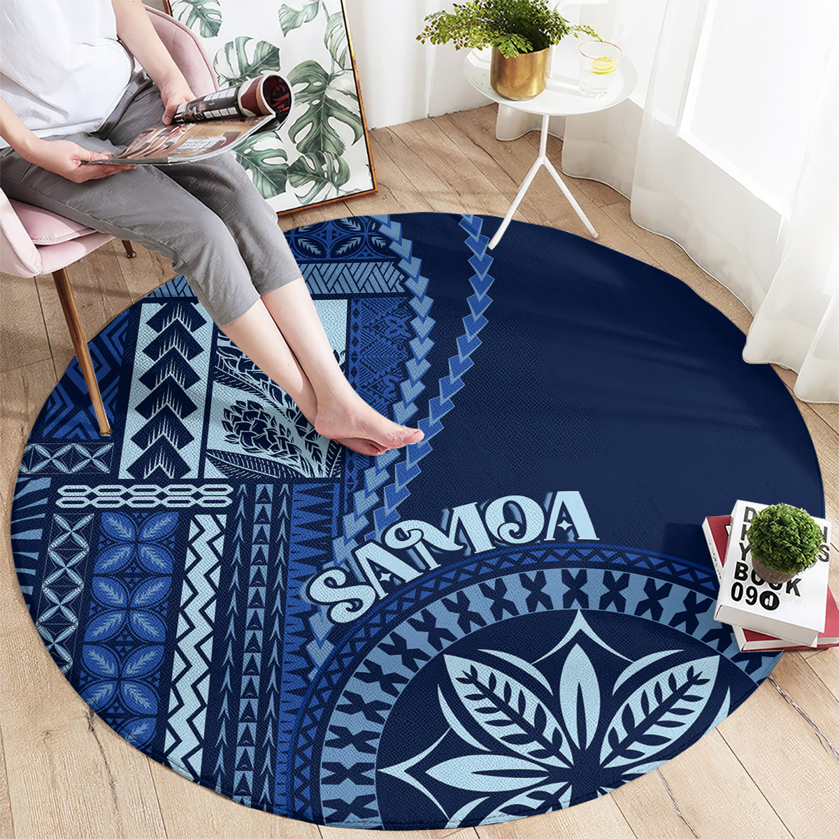 samoa-siapo-motif-round-carpet-classic-style-bue-ver