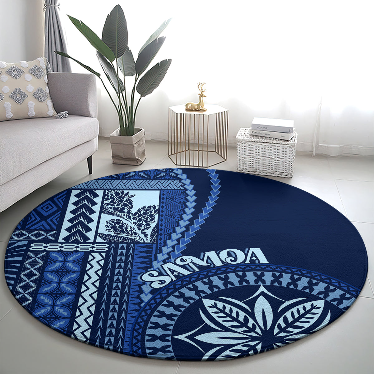 samoa-siapo-motif-round-carpet-classic-style-bue-ver
