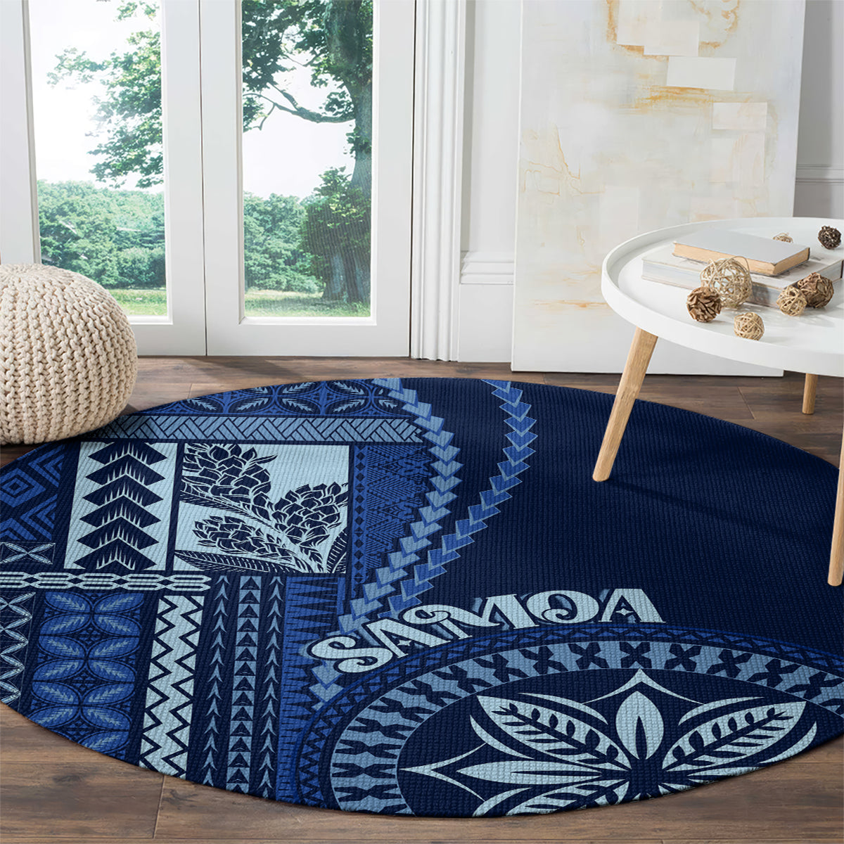 samoa-siapo-motif-round-carpet-classic-style-bue-ver