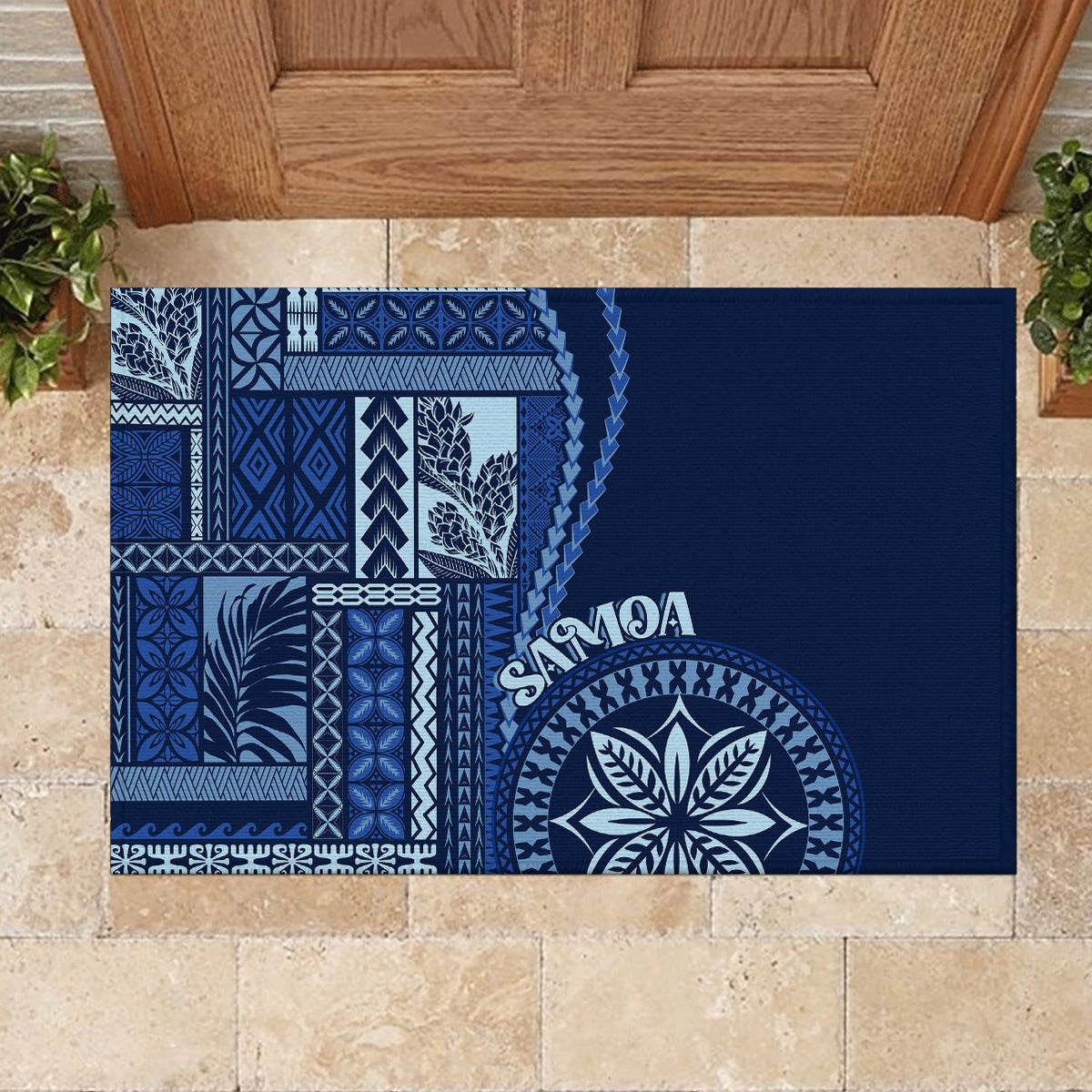 Samoa Siapo Motif Rubber Doormat Classic Style - Bue Ver - Wonder Print Shop