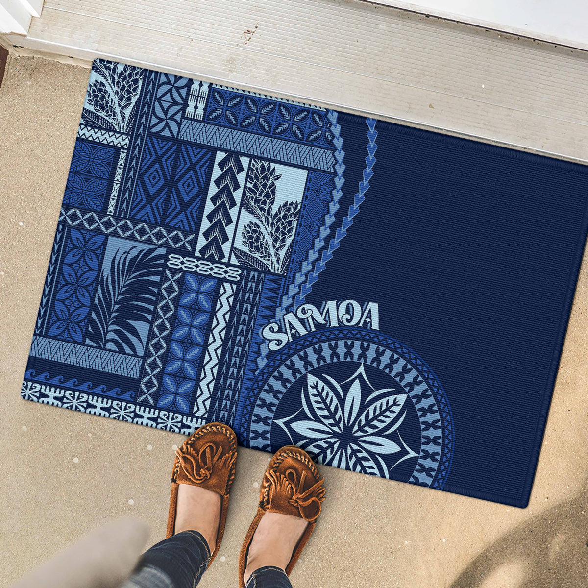 Samoa Siapo Motif Rubber Doormat Classic Style - Bue Ver - Wonder Print Shop