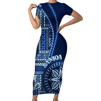 Samoa Siapo Motif Short Sleeve Bodycon Dress Classic Style - Bue Ver - Wonder Print Shop