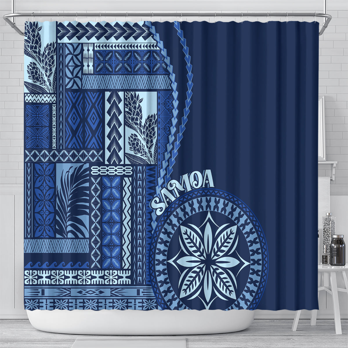 samoa-siapo-motif-shower-curtain-classic-style-bue-ver