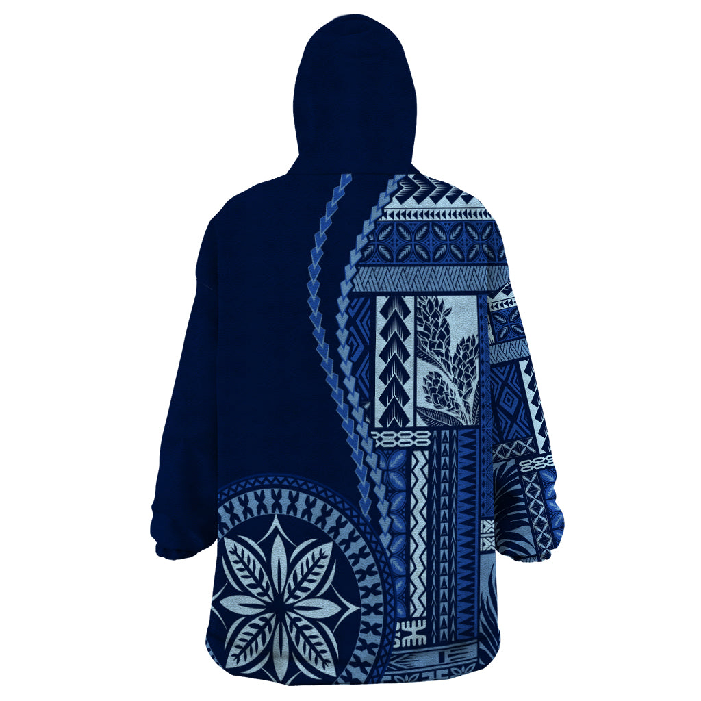 Samoa Siapo Motif Wearable Blanket Hoodie Classic Style - Bue Ver - Wonder Print Shop