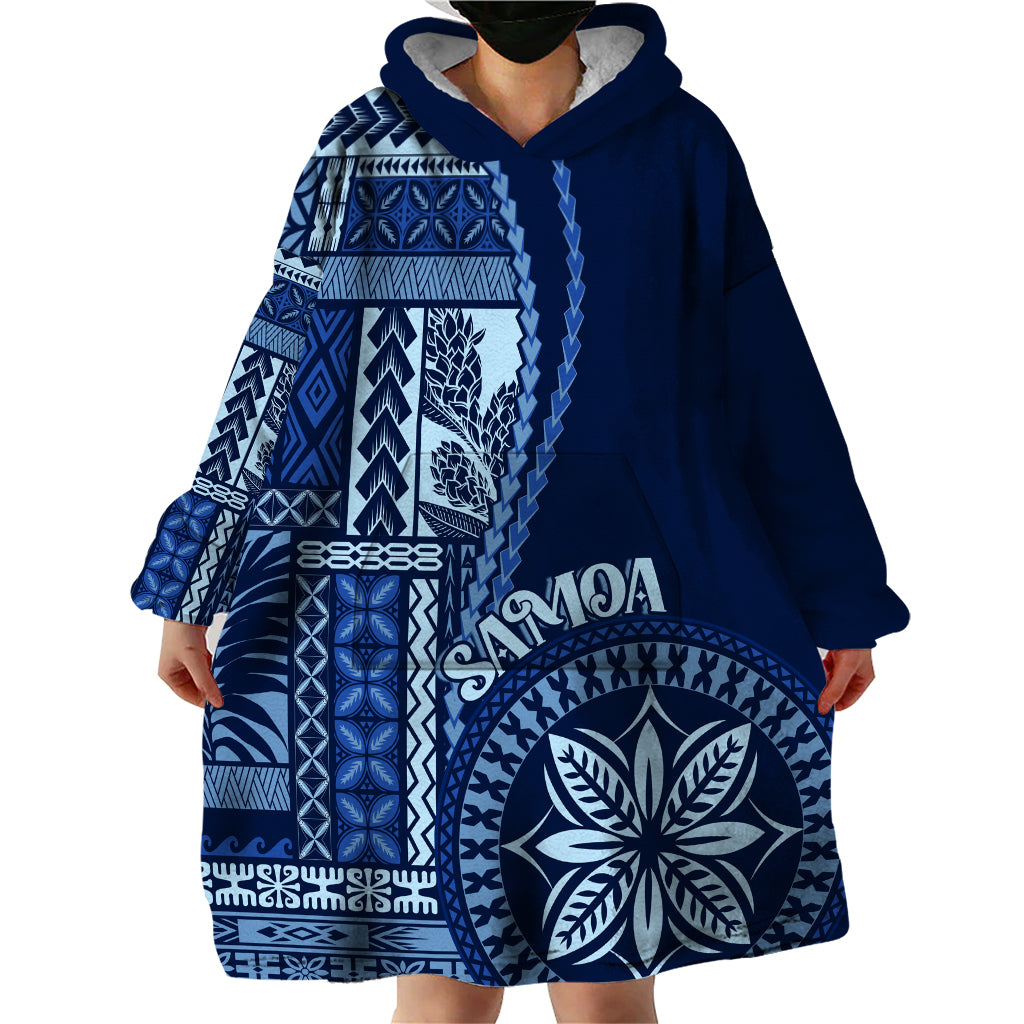 Samoa Siapo Motif Wearable Blanket Hoodie Classic Style - Bue Ver - Wonder Print Shop