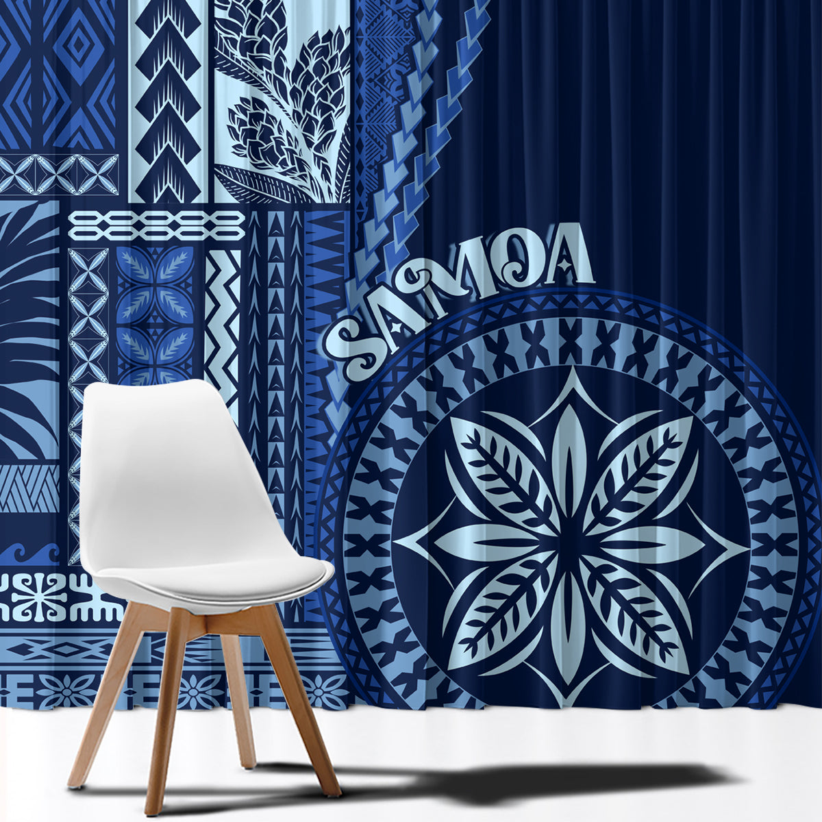 Samoa Siapo Motif Window Curtain Classic Style - Bue Ver - Wonder Print Shop