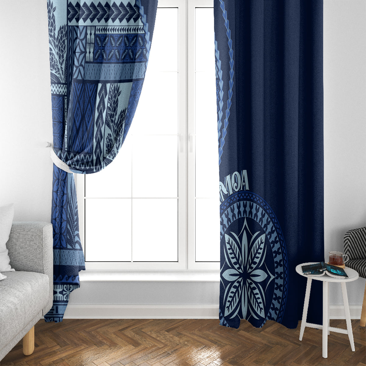 Samoa Siapo Motif Window Curtain Classic Style - Bue Ver - Wonder Print Shop