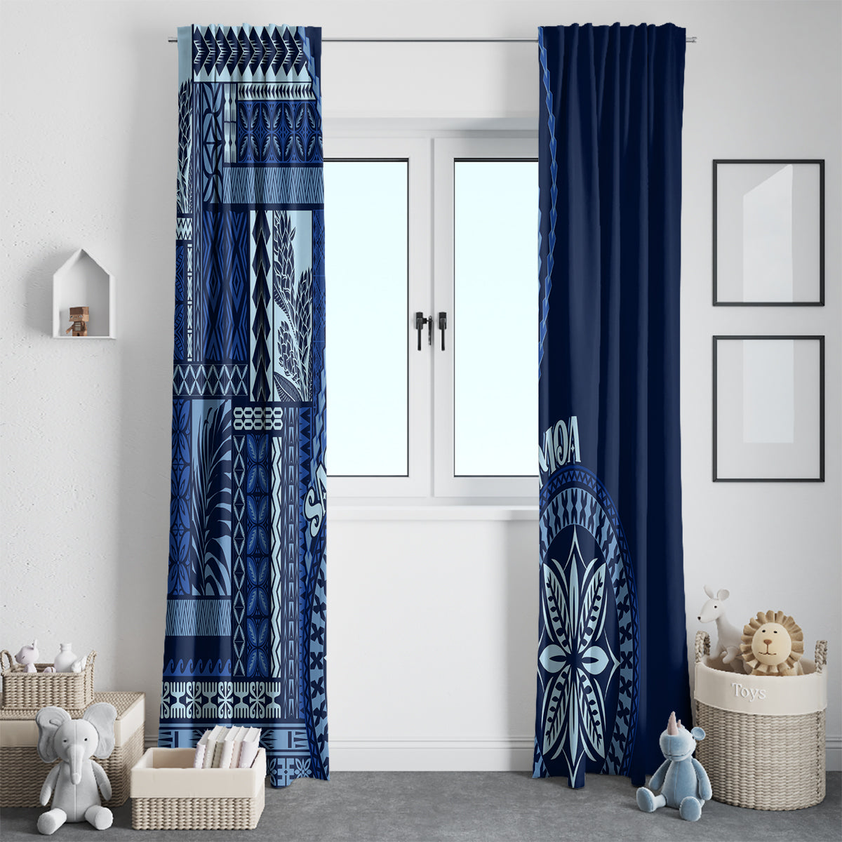 Samoa Siapo Motif Window Curtain Classic Style - Bue Ver - Wonder Print Shop