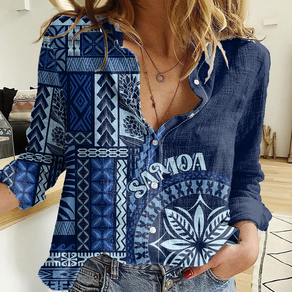 Samoa Siapo Motif Women Casual Shirt Classic Style - Bue Ver - Wonder Print Shop