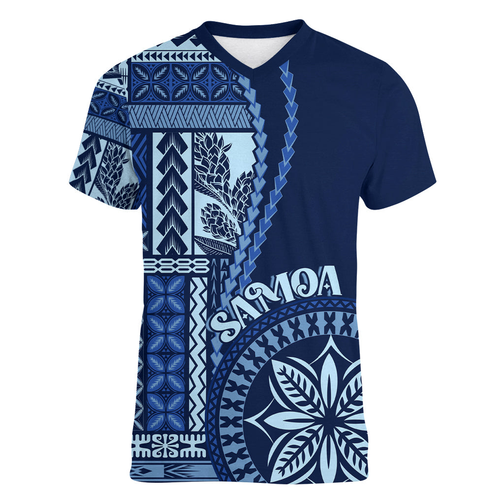 Samoa Siapo Motif Women V Neck T Shirt Classic Style - Bue Ver - Wonder Print Shop
