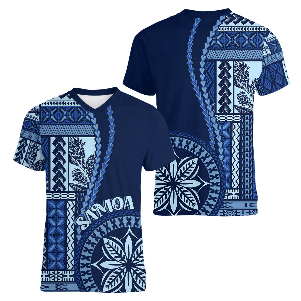 Samoa Siapo Motif Women V Neck T Shirt Classic Style - Bue Ver - Wonder Print Shop