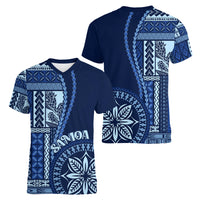 Samoa Siapo Motif Women V Neck T Shirt Classic Style - Bue Ver - Wonder Print Shop