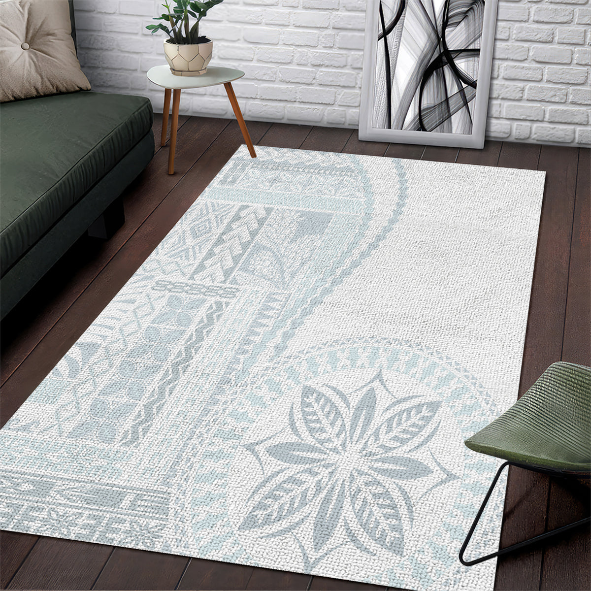 Samoa White Sunday Area Rug Classic Siapo Style LT7 - Wonder Print Shop