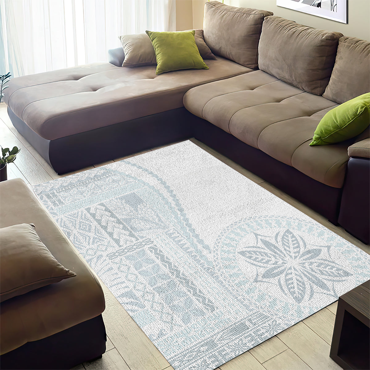 Samoa White Sunday Area Rug Classic Siapo Style LT7 - Wonder Print Shop