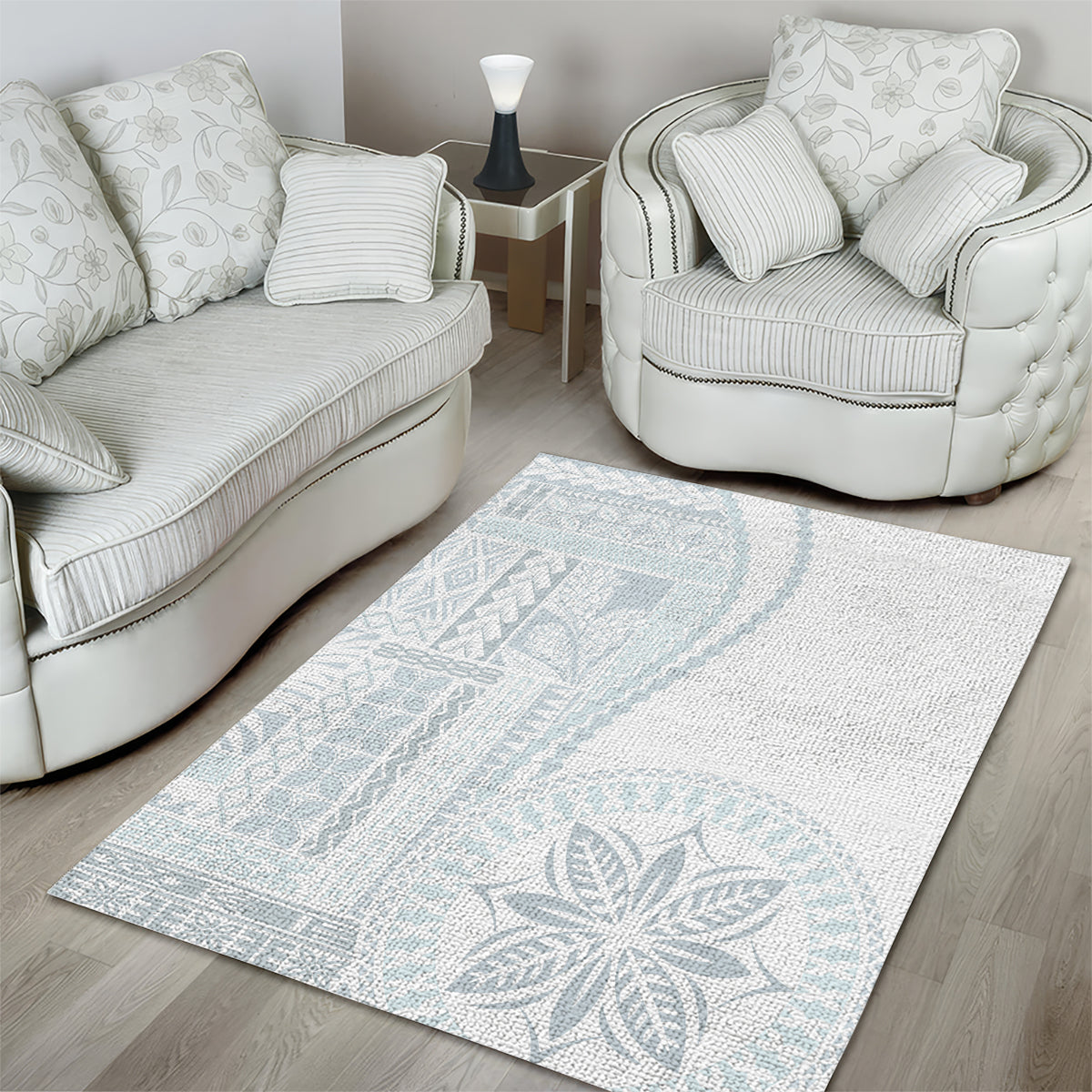 Samoa White Sunday Area Rug Classic Siapo Style LT7 - Wonder Print Shop