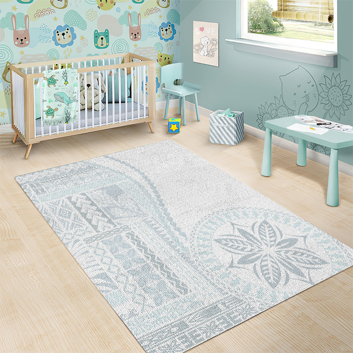 Samoa White Sunday Area Rug Classic Siapo Style LT7 - Wonder Print Shop