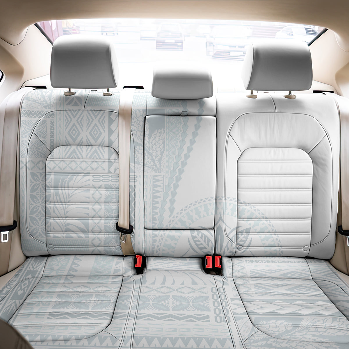 Samoa White Sunday Back Car Seat Cover Classic Siapo Style LT7 - Wonder Print Shop