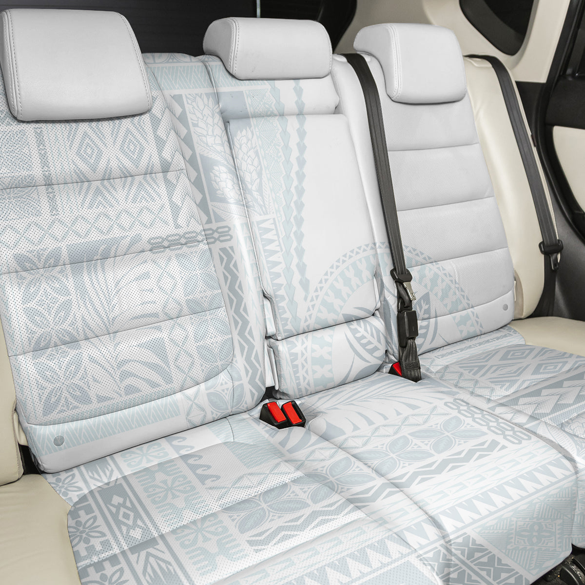 Samoa White Sunday Back Car Seat Cover Classic Siapo Style LT7 - Wonder Print Shop