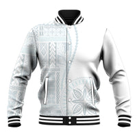 Samoa White Sunday Baseball Jacket Classic Siapo Style LT7 - Wonder Print Shop