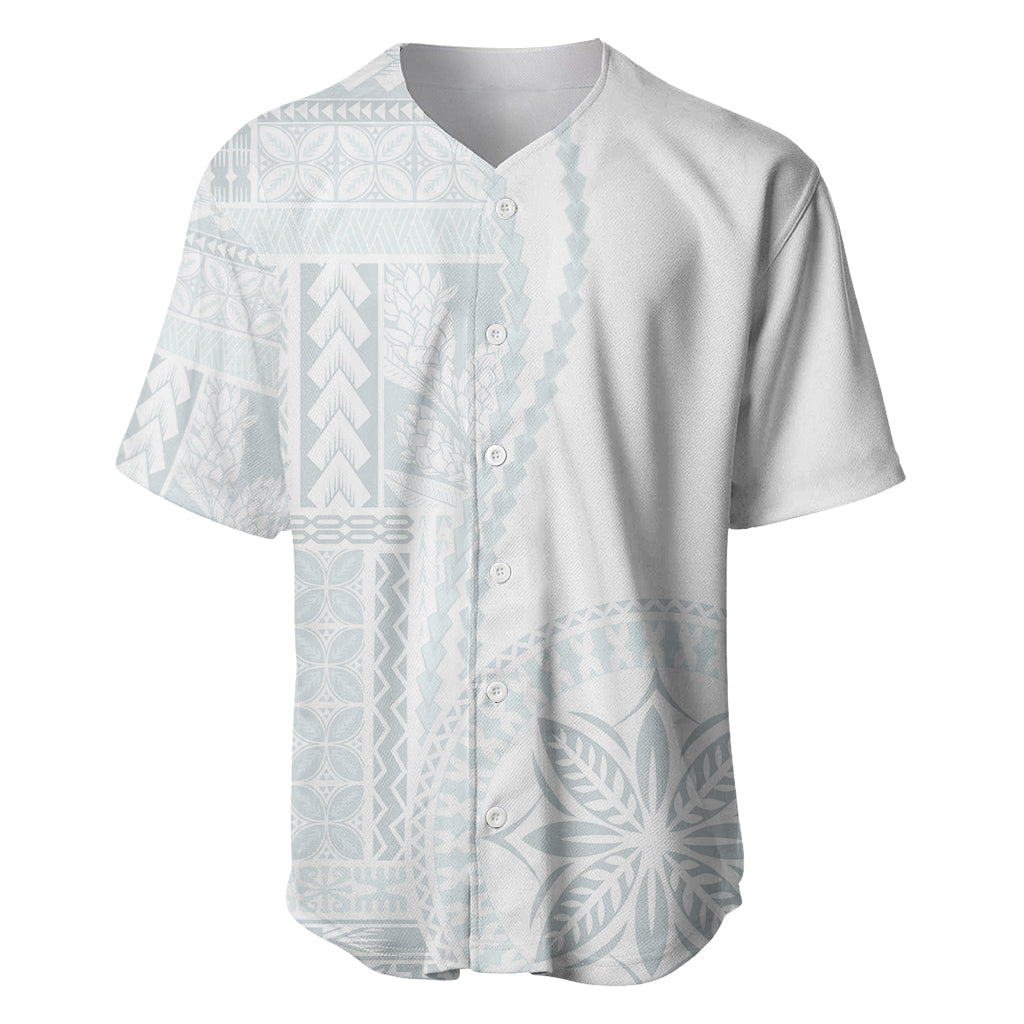 Samoa White Sunday Baseball Jersey Classic Siapo Style LT7 - Wonder Print Shop