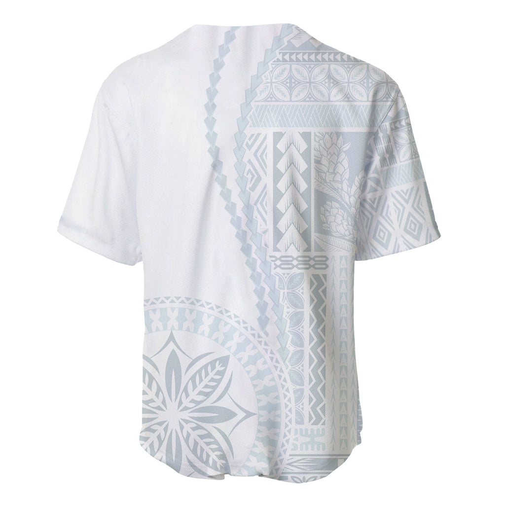 Samoa White Sunday Baseball Jersey Classic Siapo Style LT7 - Wonder Print Shop