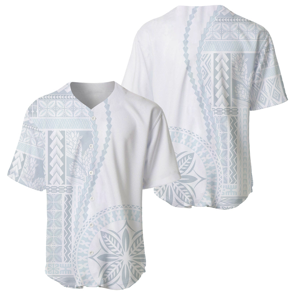 Samoa White Sunday Baseball Jersey Classic Siapo Style LT7 - Wonder Print Shop