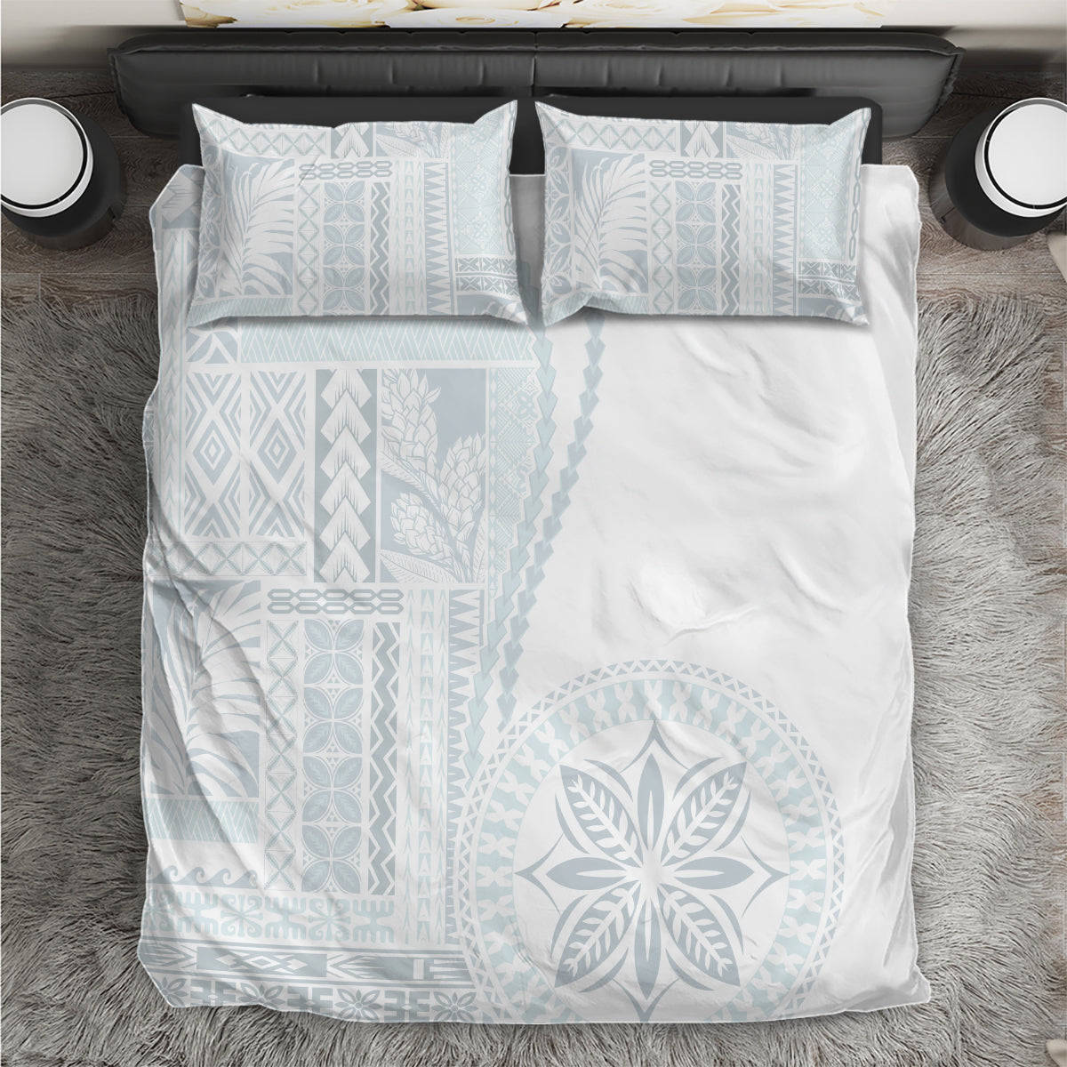 Samoa White Sunday Bedding Set Classic Siapo Style LT7 - Wonder Print Shop