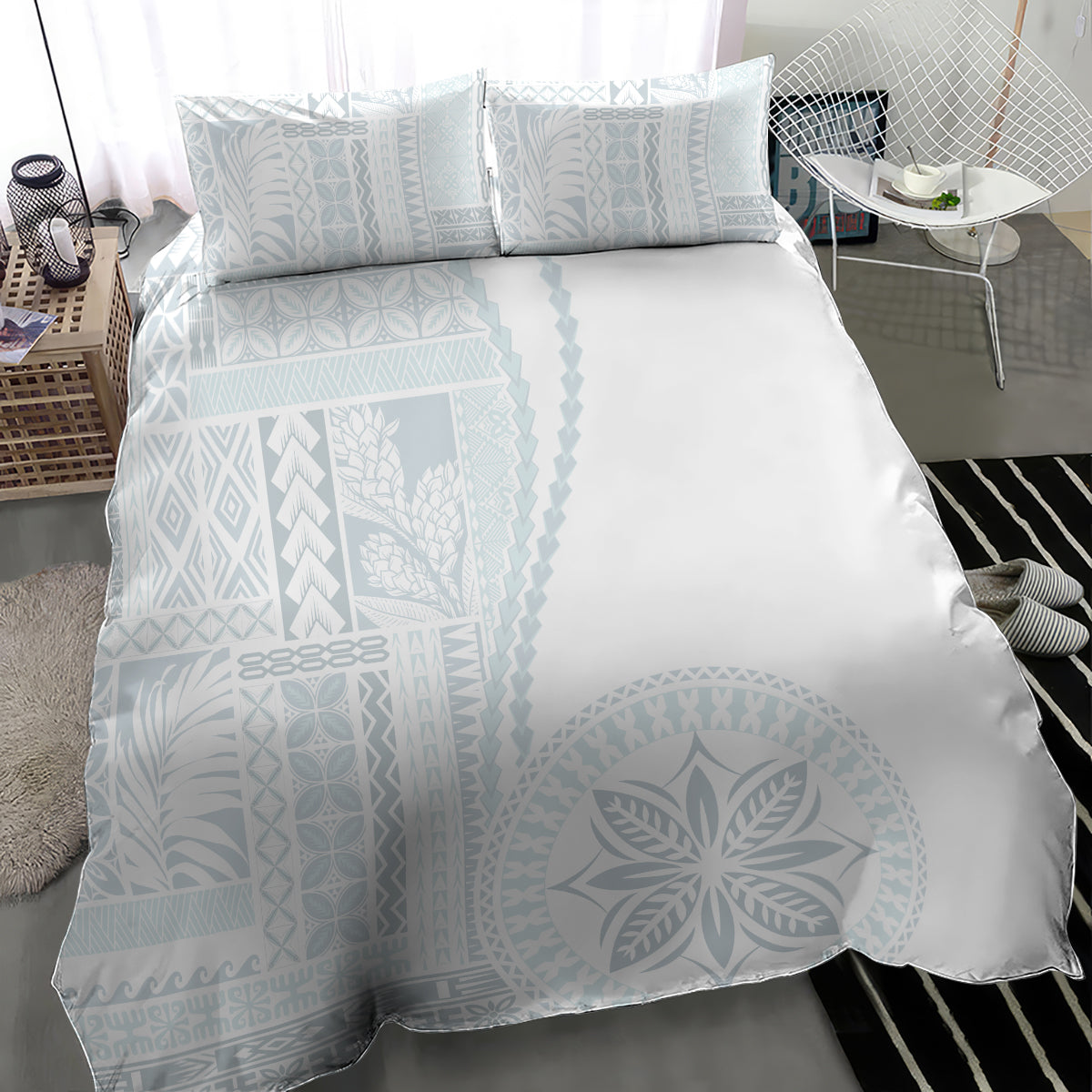 Samoa White Sunday Bedding Set Classic Siapo Style LT7 - Wonder Print Shop