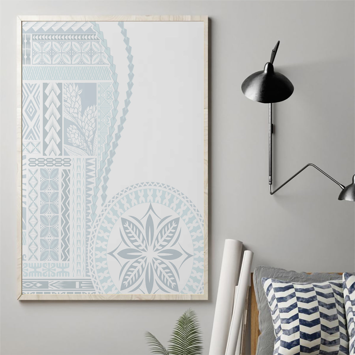 Samoa White Sunday Canvas Wall Art Classic Siapo Style LT7 - Wonder Print Shop