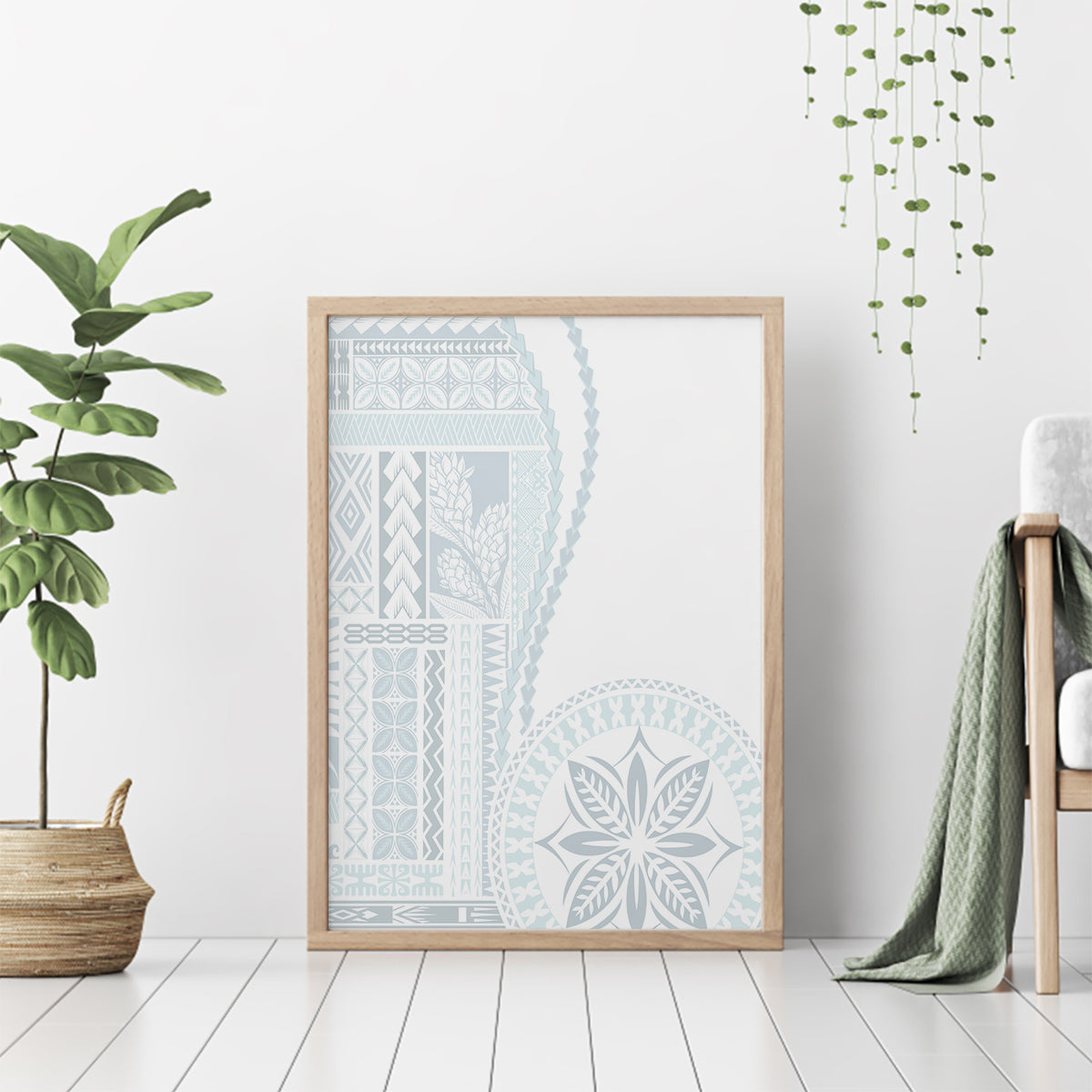 Samoa White Sunday Canvas Wall Art Classic Siapo Style LT7 - Wonder Print Shop