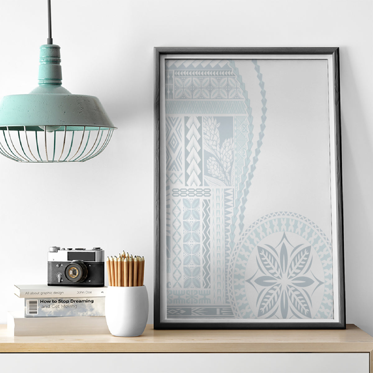 Samoa White Sunday Canvas Wall Art Classic Siapo Style LT7 - Wonder Print Shop