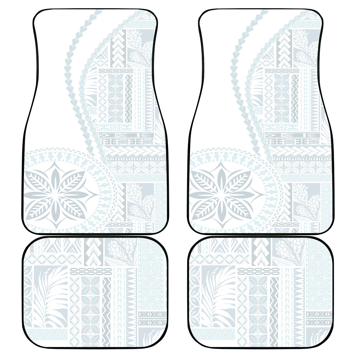 Samoa White Sunday Car Mats Classic Siapo Style LT7 - Wonder Print Shop