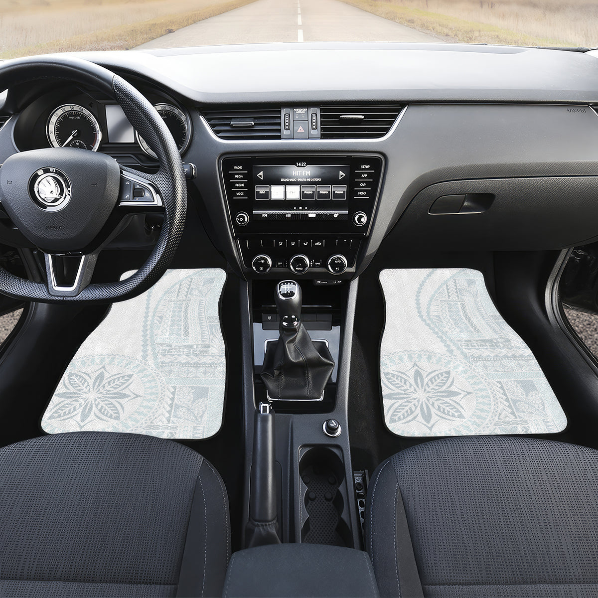 Samoa White Sunday Car Mats Classic Siapo Style LT7 - Wonder Print Shop