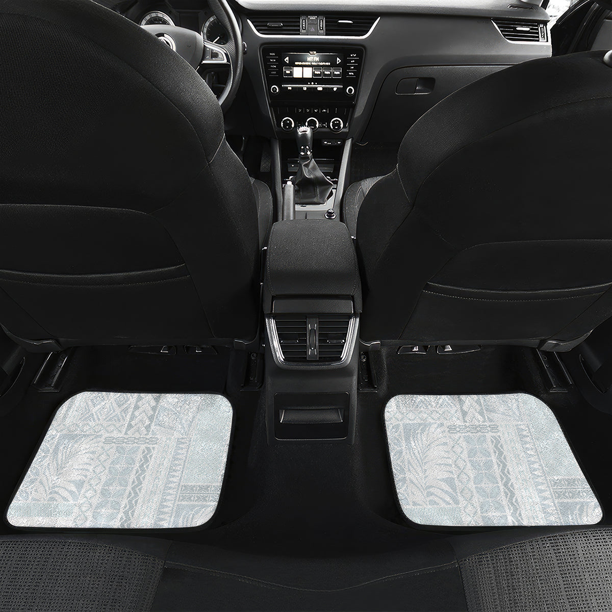 Samoa White Sunday Car Mats Classic Siapo Style LT7 - Wonder Print Shop
