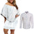 Samoa White Sunday Couples Matching Off Shoulder Short Dress and Long Sleeve Button Shirt Classic Siapo Style LT7 - Wonder Print Shop