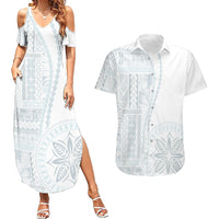 Samoa White Sunday Couples Matching Summer Maxi Dress and Hawaiian Shirt Classic Siapo Style LT7 - Wonder Print Shop